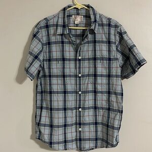 CC Filson Garment Shirt Mens Medium Button Up Short Sleeve Blue Plaid 2 Pocket